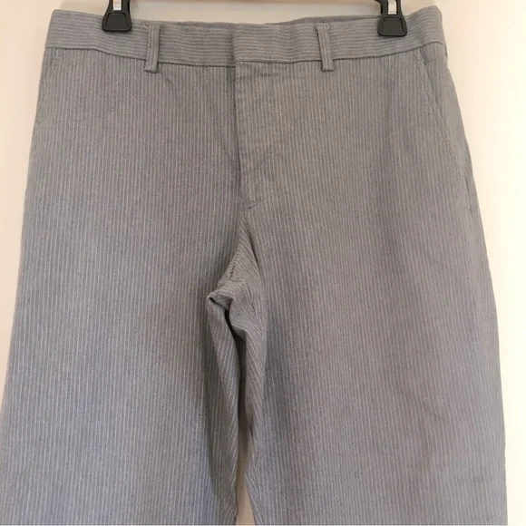 Express Producer Straight Leg Flat Front Gray Striped Pants - Picture 14 of 15